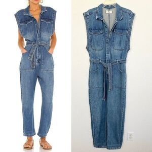Free People Sydney Sleeveless Coverall Denim Jumpsuit Breezy Blue Women's Small